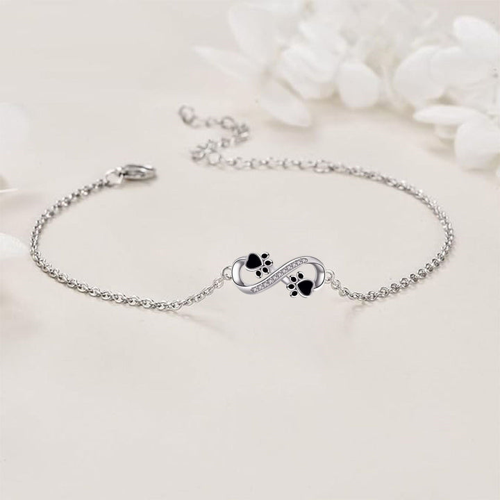 Infinity Symbol Bracelet with Paw Print Charm & Zirconia