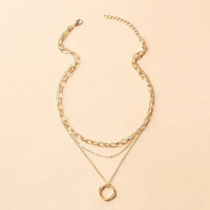 Vintage Gold Layered Chain & Pendant Necklace