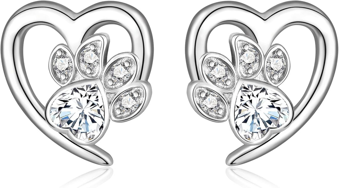 Earrings with Paw Prints & Heart – Pet Lover Jewelry