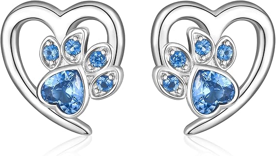 Earrings with Paw Prints & Heart – Pet Lover Jewelry