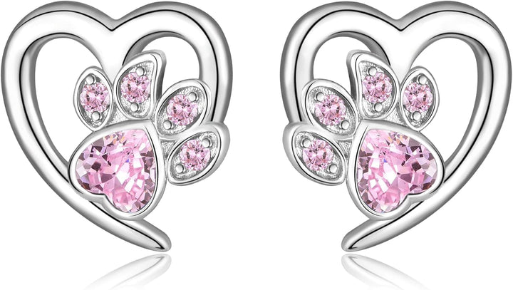 Earrings with Paw Prints & Heart – Pet Lover Jewelry