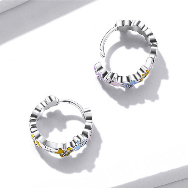 Colorful Paws Hoop Earrings made of 925 Sterling Silver