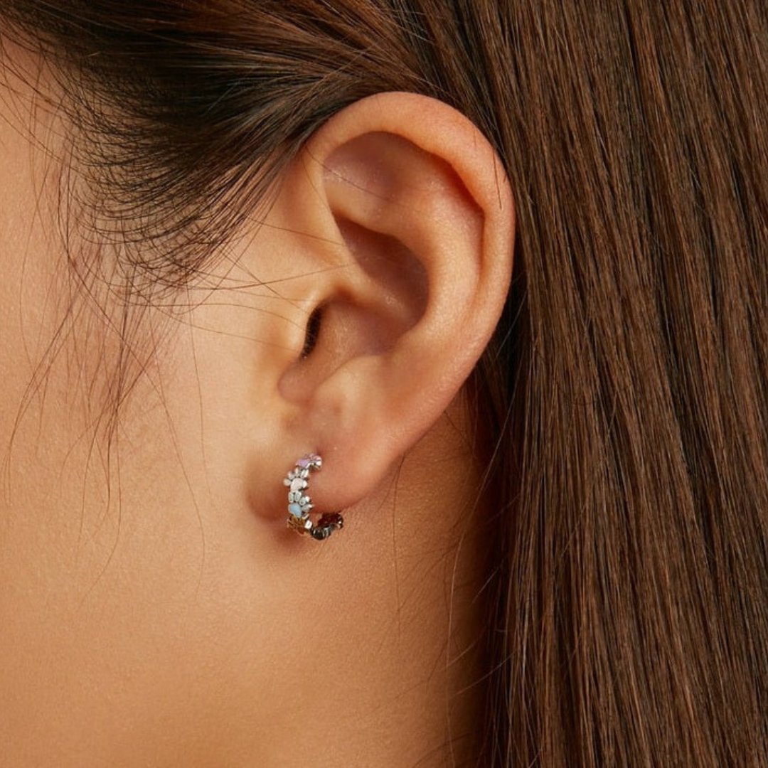 Colorful Paws Hoop Earrings made of 925 Sterling Silver