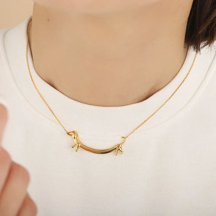 Golden Dachshund Necklace for Women