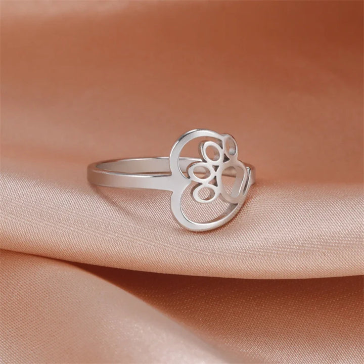 Heart Paw Ring Made of Stainless Steel for Animal Lovers