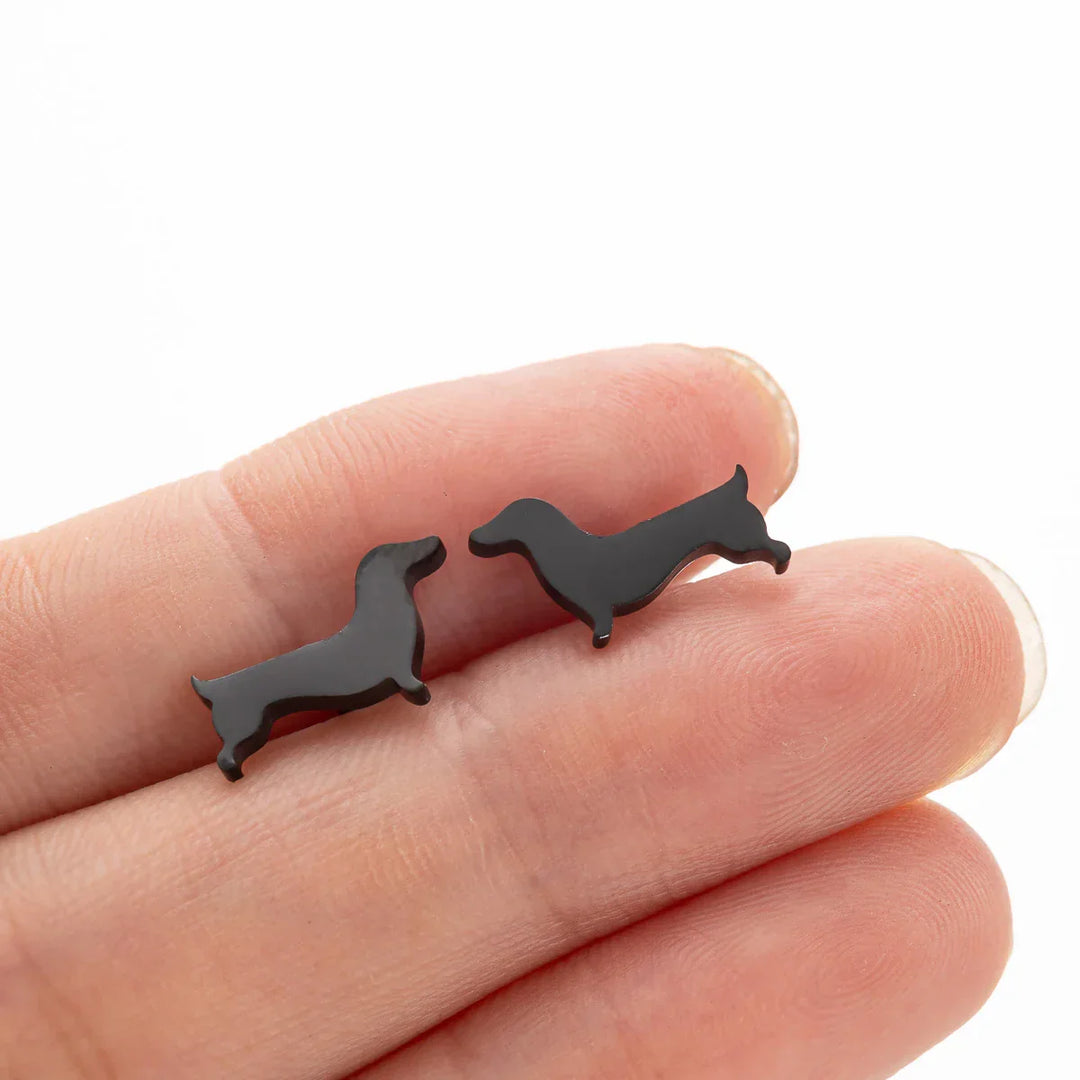 Dachshund Stud Earrings – Minimalist Dog Earrings Made of Metal