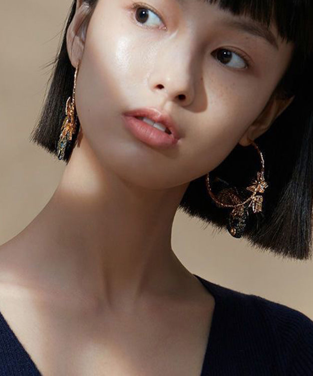 Earrings with Embroidered Butterfly Wings