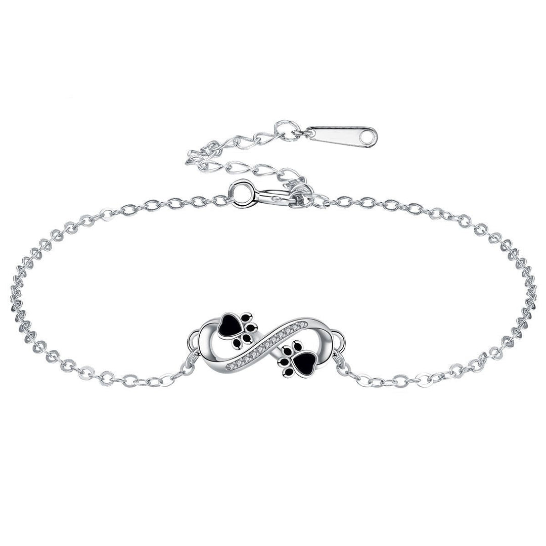 Infinity Symbol Bracelet with Paw Print Charm & Zirconia