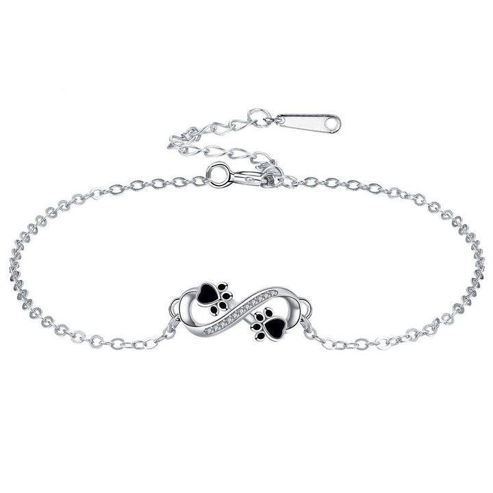 Infinity Symbol Bracelet with Paw Print Charm & Zirconia