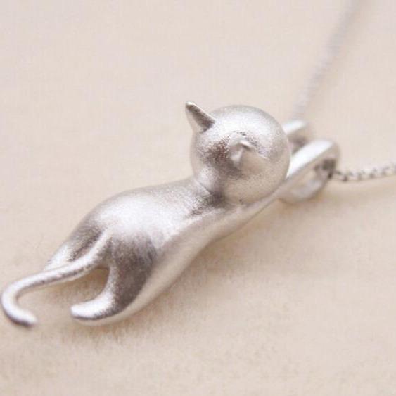 925 Sterling Silver – Playful Cat Necklace