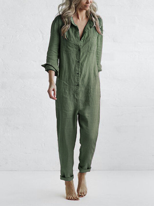 Sascha™ | Katoenen Jumpsuit met lange mouwen