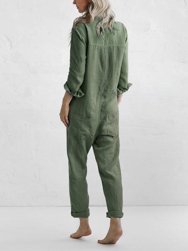 Sascha™ | Katoenen Jumpsuit met lange mouwen