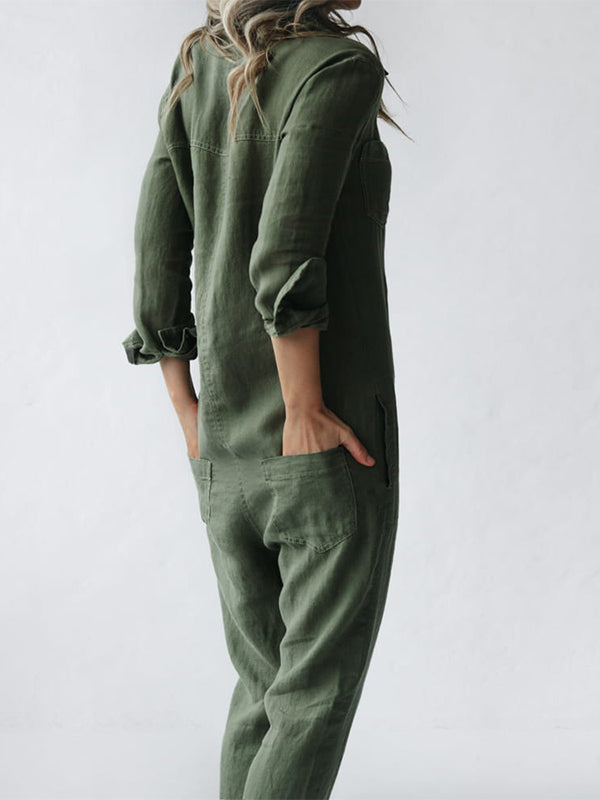 Sascha™ | Katoenen Jumpsuit met lange mouwen
