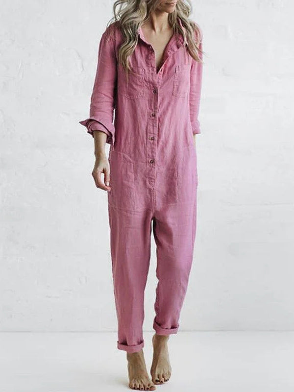 Sascha™ | Katoenen Jumpsuit met lange mouwen
