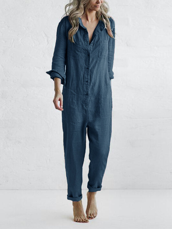 Sascha™ | Katoenen Jumpsuit met lange mouwen
