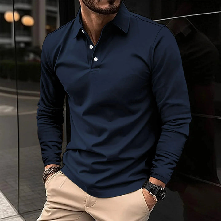 River - casual poloshirt met lange mouwen