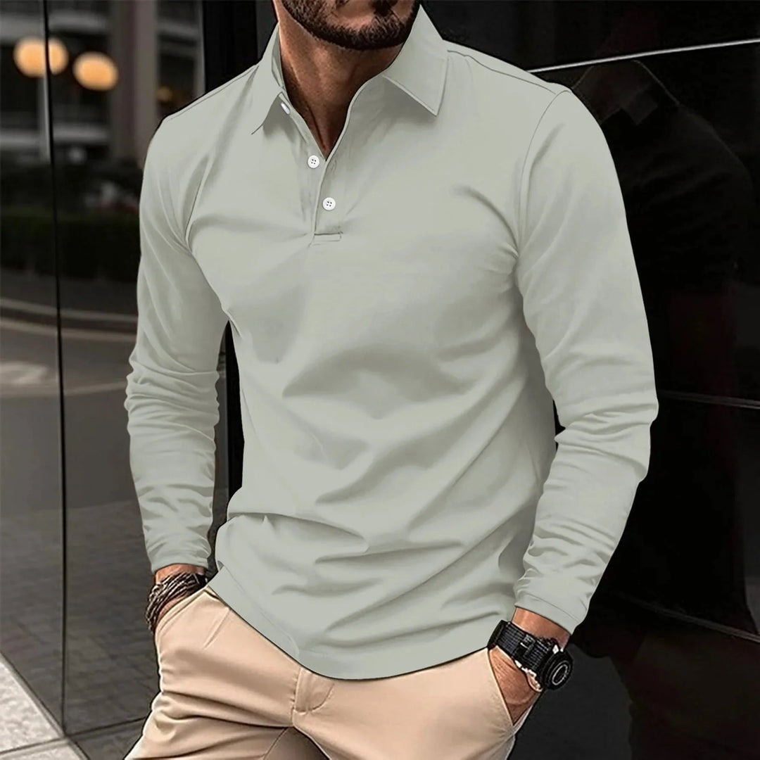 River - casual poloshirt met lange mouwen